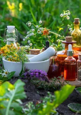 Naturopathie - plantes et flacons